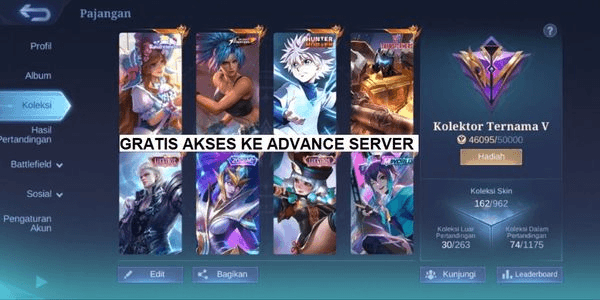 Gambar Product Akun Advance Server MLBB GG dan Murah Meriah
