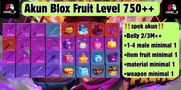 Gambar Product Blox Fruit Account Level 750++