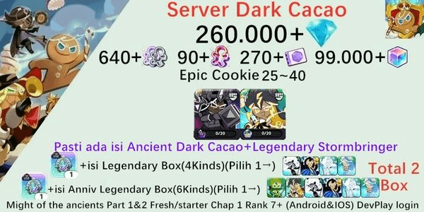 Gambar Product Cookie Run Kingdom(Dack Cacao Server)DC8 starter account