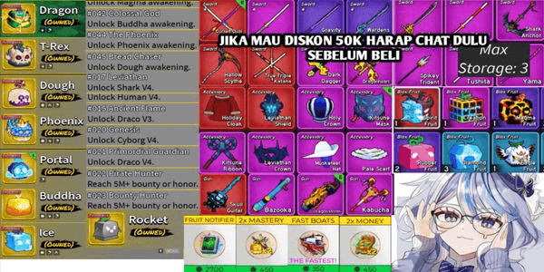 Gambar Product PERMANENT DRAGON EAST & WEST BLOXFRUIT ACCOUNT