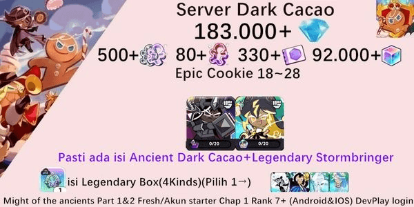 Gambar Product Cookie Run Kingdom starter account(Dack Cacao Server)DC7