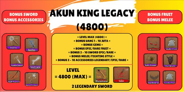 Gambar Product Account King Legacy (Max Level) – 2 Legendary Swords