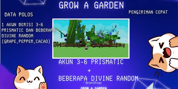 Gambar Product ACCOUNT GROW A GARDEN 3-6 PRISMATIC + RANDOM DIVINE + RANDOM PET | GROW A GARDEN