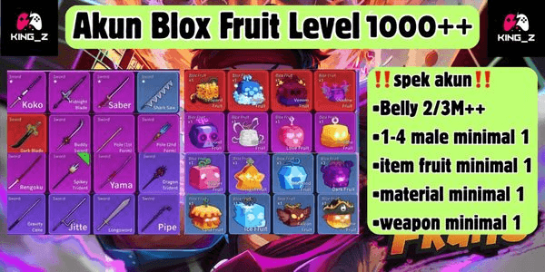 Gambar Product Blox Fruit Account Level 1000++