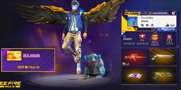 Gambar Product AKUN FF VAULT 194 SG GURUN PASIR DAN MATA ELANG EVO 1 LEVEL 5 TINJU ON MEMBERSHIP ON 23 HARI