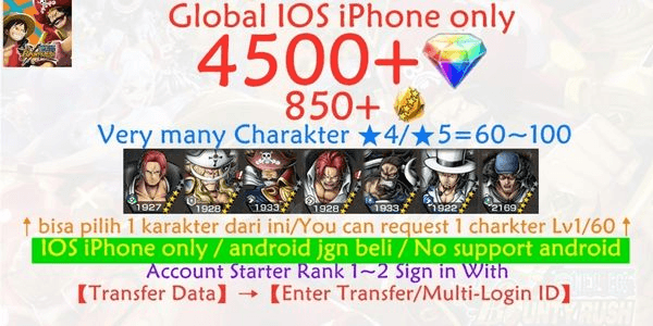 Gambar Product Akun OPBR ONE PIECE Bounty Rush-i5