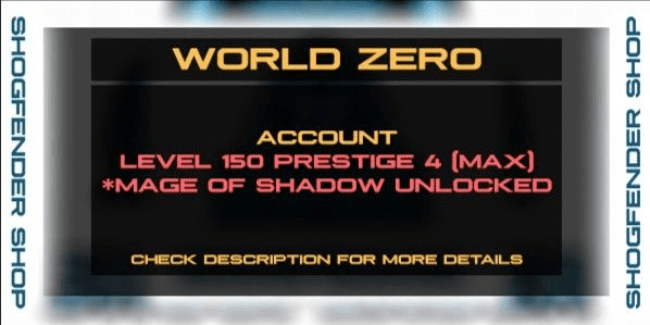 Gambar Product WORLD ZERO // ACCOUNT LEVEL 150 - PRESTIGE 4 - Mage of Shadow Unlock // by ShoGFender Shop