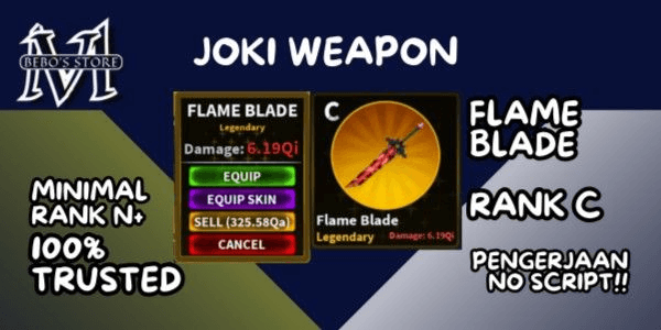 Gambar Product JOKI WEAPON FLAME BLADE RANK C (MINIMUM RANK N+)