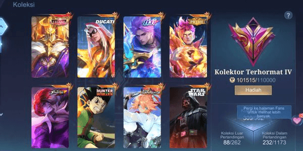 Gambar Product akun mobile legend koletor terhormat IV