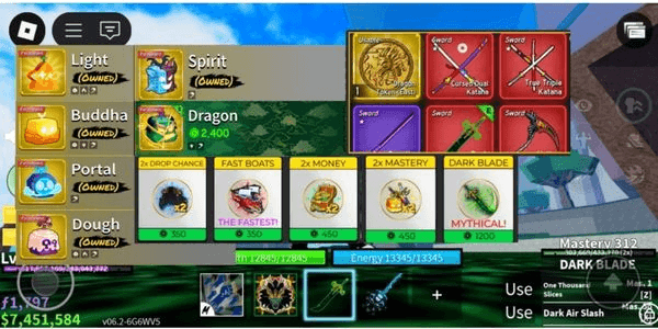 Gambar Product "6 perm dragon east, 4.5m bounty, 5 game pass, cdk + godhuman + soul guitar"