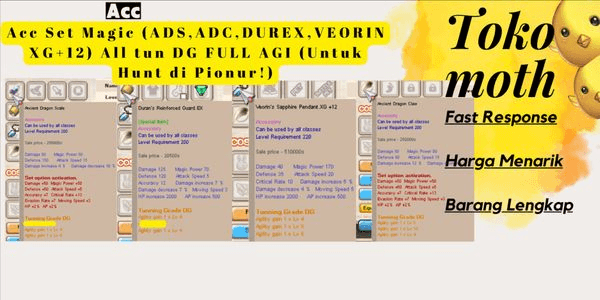 Gambar Product Acc Set Magic (ADS, ADC, DUREX, VEORIN XG+12) All tune DG FULL AGI (For Hunting in Pionur!)