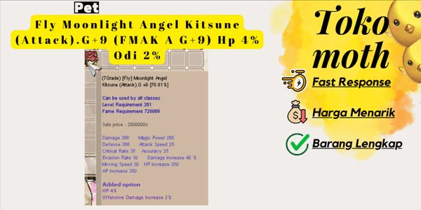 Gambar Product "OPT GG!" Fly Moonlight Angel Kitsune (Attack). G+9 (FMAK A G+9) HP 4% Odi 2%