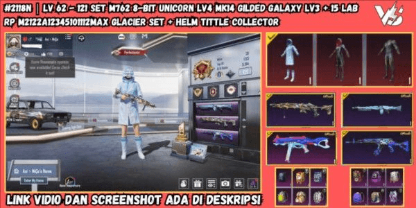 Gambar Product AKUN GACOR SET GLACIER + HELM GLACIER | MK14 GILDED GALAXY LEVEL 3 + M762 8-BIT UNICORN LEVEL 4 | 15 GUN LABS + 5 KILL MESSAGES - BUSY ACCESSORIES #2118