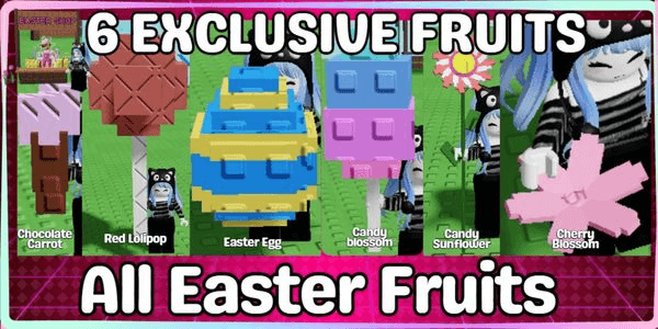 Gambar Product All Easter Event Fruits [Chocolate Carrot, Red Lollipop, Easter Egg, Candy Blossom, Candy Sunflower, Cherry Blossom] - Grow A Garden