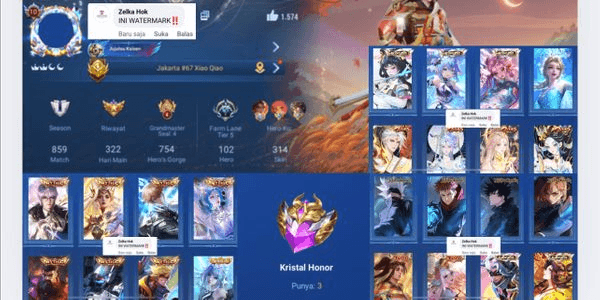 Gambar Product For Sale HoK Sultan Nobility 10 Honor of Kings Account