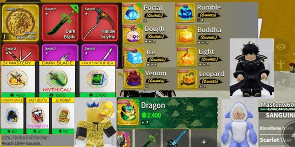 Gambar Product 10 perm dragon weast, bounty 10m, 6 race v4, all game pass and fighting style, ava beRBX, ada game pass fisch gg