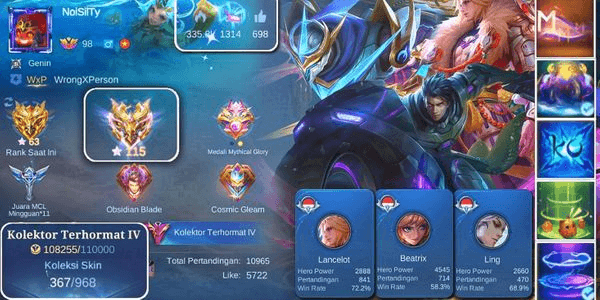 Gambar Product Akun Mobile Legends || Kolektor Terhormat 4 |Alucard Legend | Gusion Legend | Lancelot Kishin |