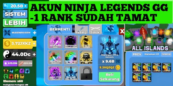 Gambar Product Ninja Legend RBL GG Account | 1 More Rank to Max | Complete Elements | Bonus pet Twillgh Vortex Bird