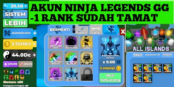 Ninja Legend RBL GG Account | 1 More Rank to Max | Complete Elements | Bonus pet Twillgh Vortex Bird