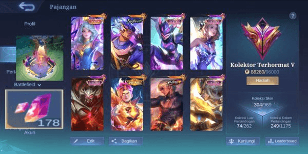 Gambar Product AKUN MLBB SULTAN SKIN 304 - KOLEKTOR TERHORMAT 5 - VEXANA ZENITH - BRODY NEO - KOF GS KARINA - PRIME CLAUDE - LUCKYBOX BANYAK - EPIC LIMIT BANYAK