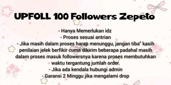 Gambar Product "upfoll 100 followers zepeto"