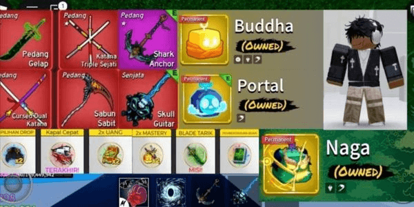 Gambar Product Permanent Buddha, Portal, Dragon, all game pass, all fighting style, CDK TTK SG on