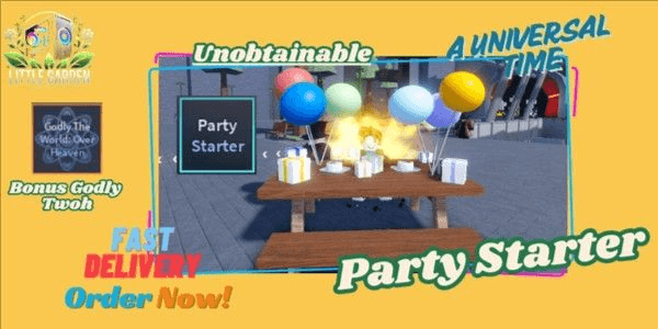 Gambar Product Unobtainable Skin Party Starter Bonus Godly Twoh | A Universal Time