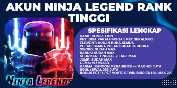 Gambar Product NINJA LEGEND ACCOUNT RBL GG | ALMOST MAX RANK | UNLOCKED ALL ELEMENTS & ISLANDS