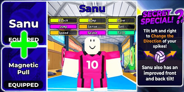 Gambar Product Sanu + Magnetic Pull (0.01%) | Volleyball Legends | Safe Account