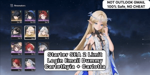Gambar Product [ CONTACT SELLER FIRST ] Starter Cartethyia + Carlotta + Random Standard - Server SEA - Gmail Dummy | Fast Delivery