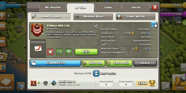 Gambar Product CLAN LVL 16 | COC GENERAL | CH 6 | Gold I