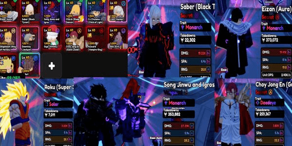 Gambar Product Account Unit Sjw and Igros Vanguard Monarch, Eizan Evo Monarch, Secret Saber Evo Monarch, Choy Jong En Evo Deadeye, Dawntay Evo Deadeye, Roku Evo Solar