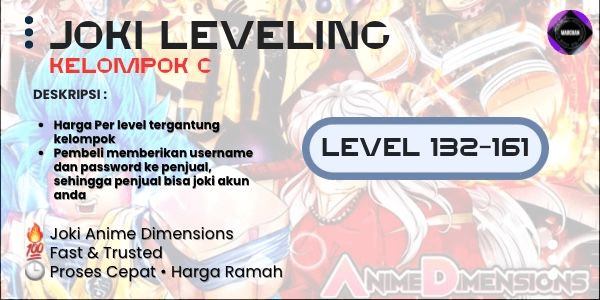 Gambar Product Joki Leveling Group D (Level 132 - 161) | Anime Dimension Simulator