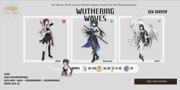 [SEA Server] Reroll Account Wuthering Waves 10-11k | Union Level 20