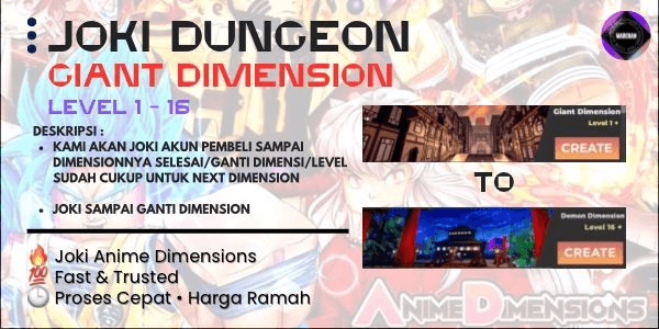 Gambar Product Joki Dungeon | Giant Dimension | Anime Dimension Simulator