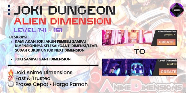 Gambar Product Joki Dungeon | Alien Dimension | Anime Dimension Simulator