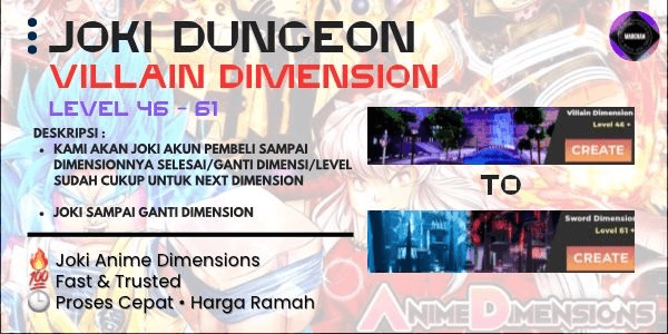 Gambar Product Joki Dungeon | Villain Dimension | Anime Dimension Simulator