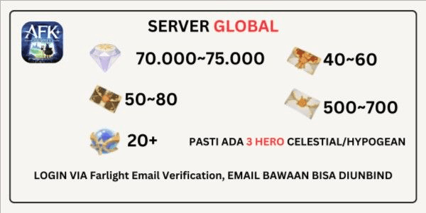 Gambar Product (GLOBAL) AKUN AFK JOURNEY, TIMBUNAN AKUN AFK JOURNEY