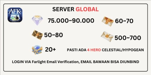 Gambar Product (GLOBAL) AKUN AFK JOURNEY, TIMBUNAN AKUN AFK JOURNEY