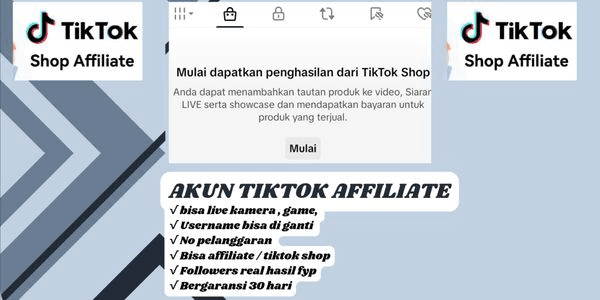 Gambar Product TIKTOK ACCOUNT CAN AFFILIATE REAL FYP INDONESIA