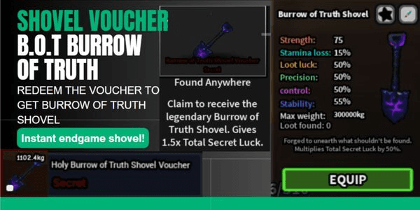 Gambar Product Shovel Voucher Burrow Of Truth | Instant Shovel Voucher Dig It RBL