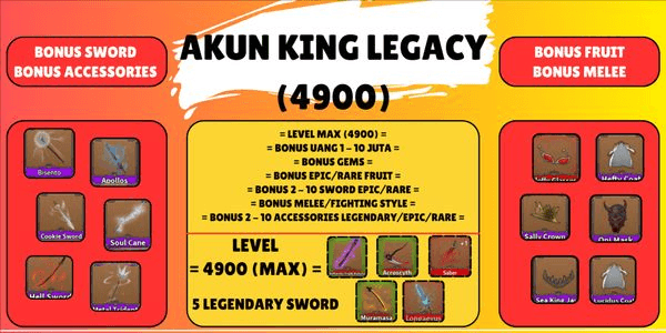Gambar Product Akun King Legacy (Level Max) – 5 Legendary Sword