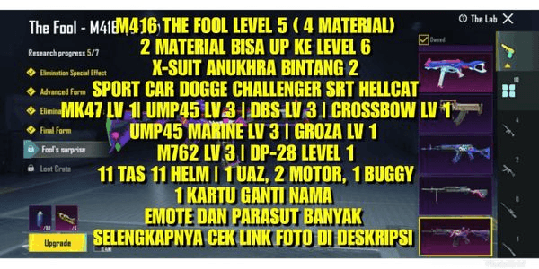 Gambar Product M416 THE FOOL LEVEL 5 | X-SUIT ANUKHRA STAR 2 | 1 SPORT CARD | 10 WEAPON LAB