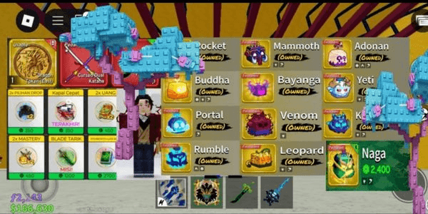 Gambar Product Blox Fruit account with 12 perms, all gamepasses, + Grow a Garden account with 3 candy blossoms