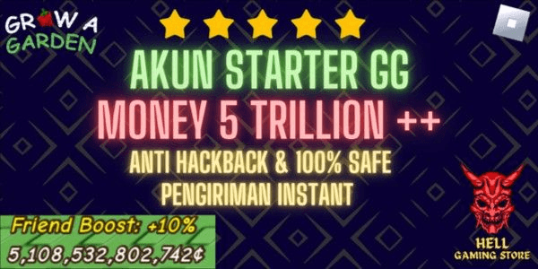 Gambar Product Akun Starter (Datpol) 5 T+ Coins | Grow A Garden