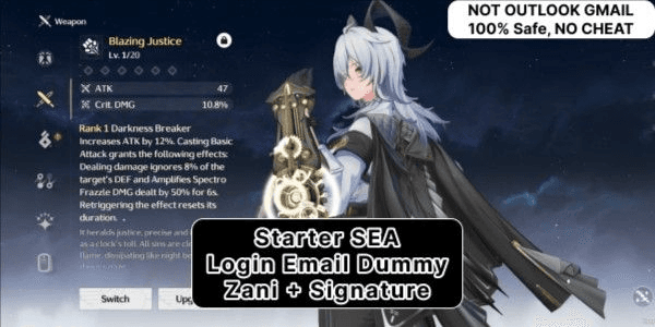 Gambar Product [SEA] Starter Zani + Signature Bonus Random Standard UL 4 - 15, Gmail Dummy