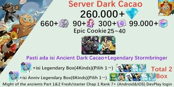 Gambar Product Cookie Run Kingdom(Dack Cacao Server)DC8 starter account