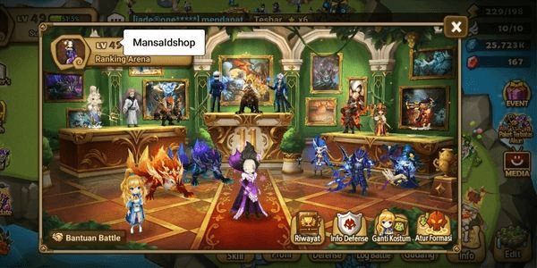 Gambar Product ACCOUNT LND LYDIA + 105 SPECIAL SCROLL LND + 41 MYSTIC SCROLL TEAM COMBO ARENA READY!