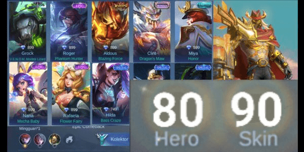 Gambar Product (785) Akun Mobile Legend GG Murah ( Hero + Skin Banyak )
