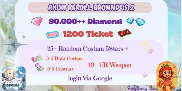 Gambar Product Akun Ghaca BrownDust2 90K+ Diamond | 1200+ Brown Ticket | 25+ Skin Costume 5stars